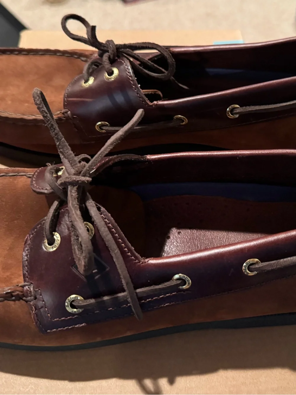 Sperry Men’s Dark Brown Leather & Suede Boat Shoes size 13